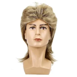 Peruk Herr Guld Mullet 80-tals Mullet Långt Syntetiskt Hår> Peruker