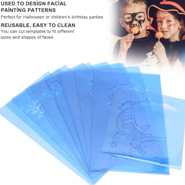Xuigort PET Ansiktsmålningsschabloner Återanvändbara Ansiktsmålningsmallar för Halloween Jul Fest> Smink