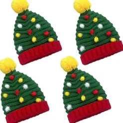 Pieces Jultomte Pom Pom Mössa för Kvinnor - Julmössor - Vinter Stickad Virkad Mössa - Julstickad Mössa - Bäst för Resor, Vandring och Camping> Huvudbonader