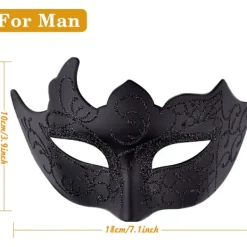 Pieces Venetian Mask Par Dam Herr Maskerad Ögonmask för Halloween Maskerad Karneval, Svart> Masker