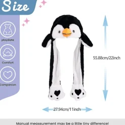 Pingvin plyschmössa med rörliga öron som hoppar upp och ner, rolig hatt för julfest, cosplay-presenter> Huvudbonader