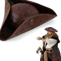 Pirat-trekantshatt kompatibel med vuxna Halloween-hattar> Huvudbonader