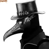 Plague Doctor Black Death Mask Läder Halloween Steampunk Pu Carnival Cosplay Vuxen De Peste Vuxen Glasögon Mask Grim Reaper> Masker