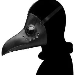 Plague Doctor Black Death Mask Läder Halloween Steampunk Pu Carnival Cosplay Vuxen De Peste Vuxen Glasögon Mask Grim Reaper><noscript><img width=