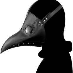 Plague Doctor Mask i Konstläder Steampunk Lång Fågelnäbb Halloween Cosplay Party Kostym Svart><noscript><img width=