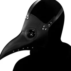 Plague Doctor Mask i Konstläder Steampunk Lång Fågelnäbb Halloween Cosplay Party Kostym Svart><noscript><img width=