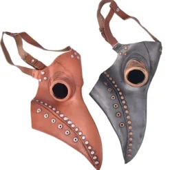 Plague Doctor Mask Kostym Fågelmask PU Läder Steampunk Svart><noscript><img width=