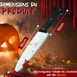 Plastkniv med falskt blod 30 cm - Vuxenprank, Falsk kniv, Zombikniv, Tillbehör, Kostym och Dekoration för Halloweenfest, Cosplay> Tillbehör