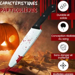 Plastkniv med falskt blod 30 cm - Vuxenprank, Falsk kniv, Zombikniv, Tillbehör, Kostym och Dekoration för Halloweenfest, Cosplay><noscript><img width=