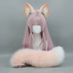 Plush Schakal Kattungar Cosplay Lolita Hårband Räv Schakal Kattsvans Lolita Handgjorda Djuröron Huvudbonader Kawaii Tillbehör (Brun)> Huvudbonader