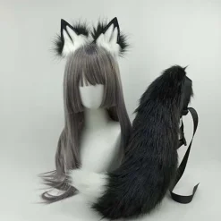Plush Wolf Tail And Headhoop For Cosplay Halloween Party Costume For Women> Tillbehör