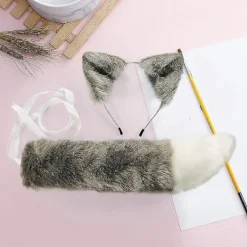 Plushvarg Huvudband med Öron och Svans för Cosplay, Halloweenfest, Barn och Vuxna> Huvudbonader
