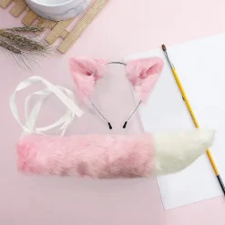 Plushvarg Huvudband med Öron och Svans för Cosplay, Halloweenfest, Barn och Vuxna><noscript><img width=