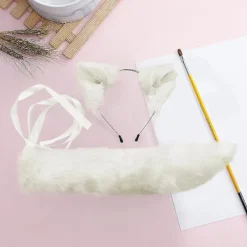 Plushvarg Huvudband med Öron och Svans för Cosplay, Halloweenfest, Barn och Vuxna><noscript><img width=