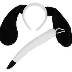 Plysch Djur Öron Hårband Söta Kanin Hund Öron Huvudbonad Party Favör Kostym Tillbehör för Halloween Jul (vit hund tvådelad)> Huvudbonader