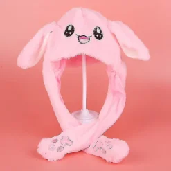 Plysch Kanin Öron Mössa Kan Flytta Intressant Söta Mjuka Plysch Kanin Mössa Gåvor För Flickor Lumius Stitch Hat><noscript><img width=