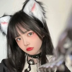 Plysch katt- och rävdjursöron hårklämma cos hårkort juldekoration><noscript><img width=