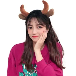 Plysch Ko Öron och Horn Hårband Rolig Djur Cosplay Party Kostym Hårdiadem> Huvudbonader