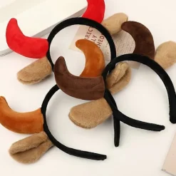 Plysch Ko Öron och Horn Hårband Rolig Djur Cosplay Party Kostym Hårdiadem><noscript><img width=