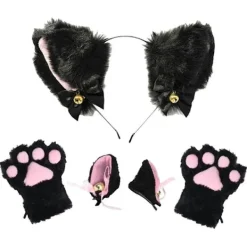 Plysch Pannband och Handskar Set Huvudbonad med Fluga Klocka Party Kostym Fancy> Tillbehör