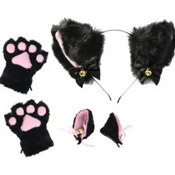 Plysch Pannband och Handskar Set Huvudbonad med Fluga Klocka Party Kostym Fancy> Tillbehör