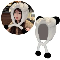 Plyschbjörn Öronmössa för Vinter Varma Mössor Pullover Mössa Rollspel Party Kostym Mössa Unisex Trappermössa för Bergsklättring Vit> Huvudbonader