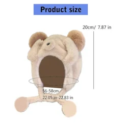 Plyschbjörn Öronmössa för Vinter Varma Mössor Pullover Mössa Rollspel Party Kostym Mössa Unisex Trappermössa för Bergsklättring Vit><noscript><img width=