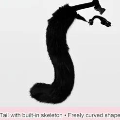 Plyschmask med rävsvans och öron set, katt svans räv kostym cosplay kostym med kattöron och tasshandskar halloween cosplay grå{F2}><noscript><img width=