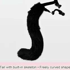 Plyschmask med rävsvans och öronset, Kattsvans Rävdräkt Cosplay-dräkt med kattöron och klöshandskar Halloween Cosplay -Perfekt><noscript><img width=