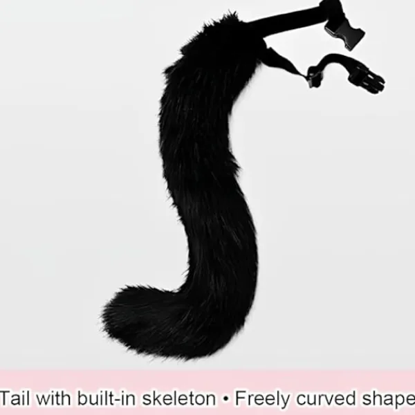 Plyschmask med rävsvans och öron set, katt svans räv kostym cosplay kostym med kattöron och tasshandskar halloween cosplay brun—yux> Tillbehör