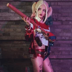 Polyester Harley Quinn Peruk (vuxen) (FMY)><noscript><img width=