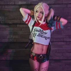 Polyester Harley Quinn Peruk (vuxen) (FMY)><noscript><img width=
