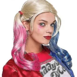 Polyester Harley Quinn Peruk (vuxen) (FMY)><noscript><img width=