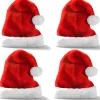 Premium hattar (4-pack), plysch röd sammet jul hattar med vita manschetter> Huvudbonader