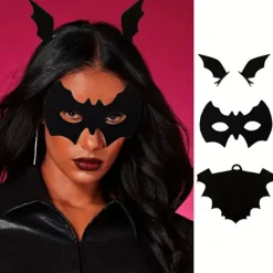 9054726985951 Premium Vuxen Fladdermus Cape Kostym Tillbehör - Svart Gotisk Vampyr Vingar Maskerad Halloween Party Outfit Unisex Cosplay><noscript><img width=