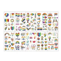 Pride Day Tatuering Med Kärlek Regnbåge Pride Party Temporära Klistermärken> Smink