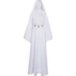 Prinsessan Leia-dräkt, vit lång kjol vuxen föreställningsdräkt XXL> Dräkter