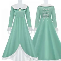 Prinsessan Peach Kostym, Peach Daisy Rosalina Utklädningsklänning för Flickor Cosplay Outfit med Tillbehör><noscript><img width=
