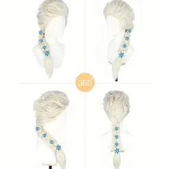 Prinsessperuk för flickor blond cosplay peruk flätad peruk cosplay peruk för flickor, syntetiskt hår flickors blonda peruk för kostymfest halloween peruk | Fyndiq><noscript><img width=