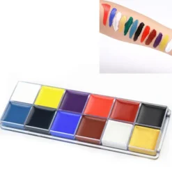 Professionell 12-färgs ansiktsmålningspalett för Halloweenfest - Uppfriskande och icke-irriterande kroppsmålning><noscript><img width=