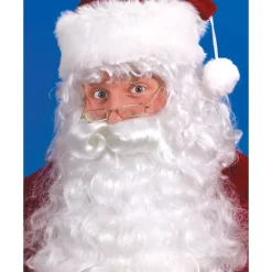 Professionell kvalitets vit jultomte peruk, skägg och ögonbryn set> Tillbehör