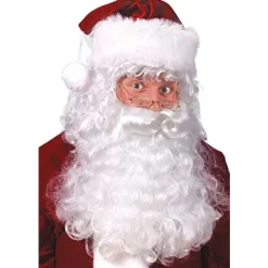 Professionell kvalitets vit jultomte peruk, skägg och ögonbryn set-FM-> Tillbehör