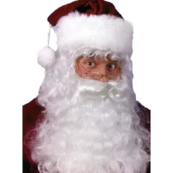 Professionell kvalitets vit jultomte peruk, skägg och ögonbryn set-FM-> Tillbehör