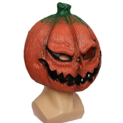 Pumphuvud Mask Skrämmande Latex Helmask Maskerad Fågelskrämma Dekoration Halloween Kostymfest><noscript><img width=