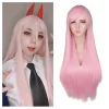 Qqxcaiw Lång Rak Cosplay Peruk Svart Lila Rosa Blå Silver Grå Blond Vit Orange Brun Syntetiskt Hår Peruker (28 tum, ljusrosa)> Peruker