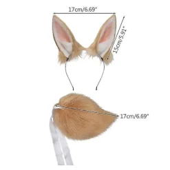 Rabbit Ear Head, Tail Set Plush Halloween Christmas Role Play Accessories><noscript><img width=