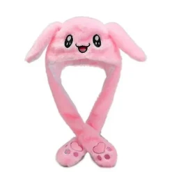 Rabbit Hat Ear Moving Jumping Hat Funny Bunny Plysch Hatt Cap> Huvudbonader