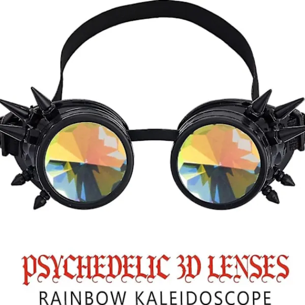 Blueday Rainbow Crystal Linser Steampunk Goggles, bekväm justerbar rem> Tillbehör