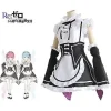 Ram Rem Maid Cosplay Re Zero Kara Hajimeru Isekai Seikatsu Kostym Japansk Anime Klänning Starting Life In Another World Kostym (M)> Dräkter