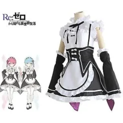 Ram Rem Maid Cosplay Re Zero Kara Hajimeru Isekai Seikatsu Kostym Japansk Anime Klänning Starting Life In Another World Kostym (M)> Dräkter